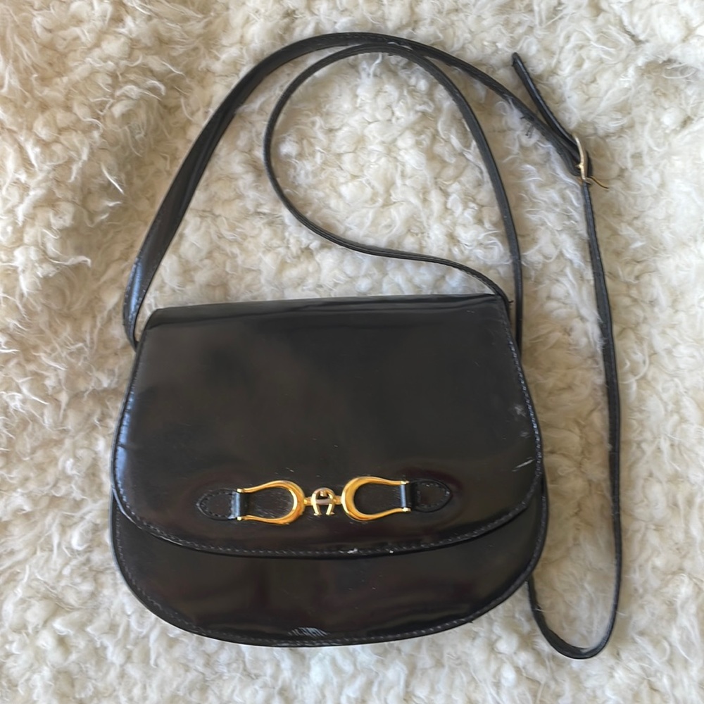 Black leather crossbody purse